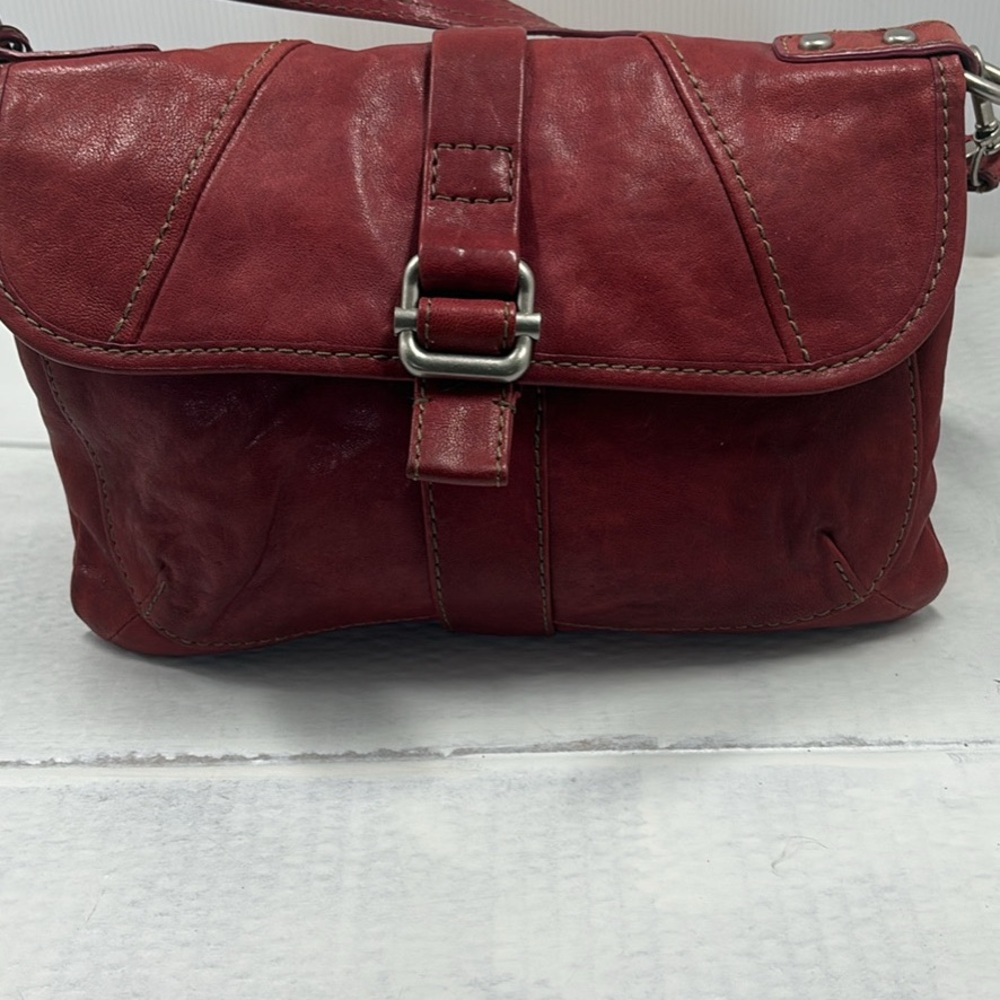 Fossil Red Leather Shoulder Bag